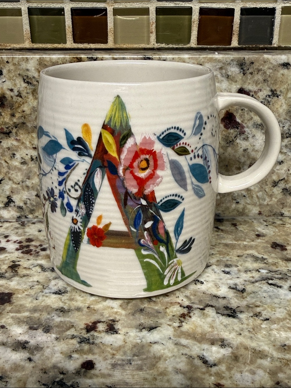 Anthropologie Starla Hoffman “A” collector’s mug